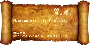 Maximovics Alfréda névjegykártya